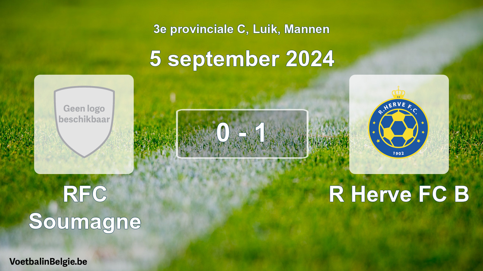 Gespeelde wedstrijd mannenvoetbal: RFC Soumagne - R Herve FC B 0 - 1 (5 september 2024)
