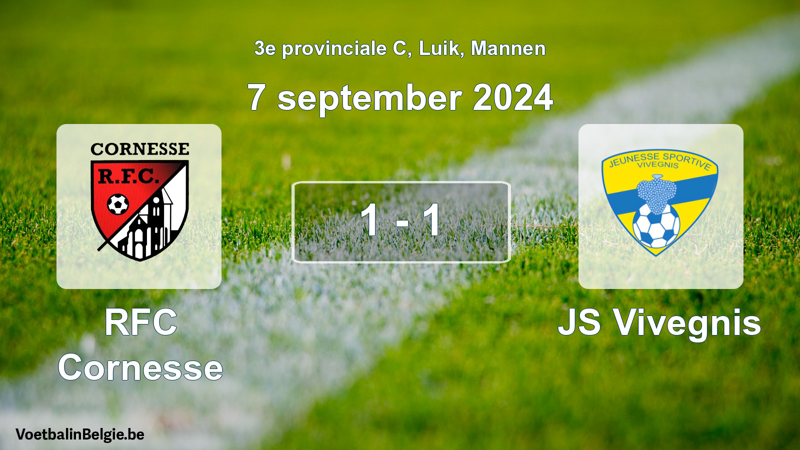Match joué football hommes: RFC Cornesse - JS Vivegnis 1 - 1 (7 septembre 2024)