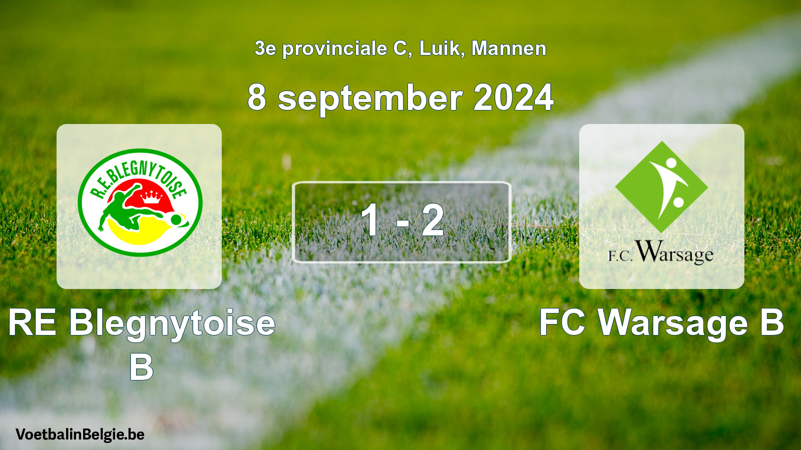 Gespeelde wedstrijd mannenvoetbal: RE Blegnytoise B - FC Warsage B 1 - 2 (8 september 2024)