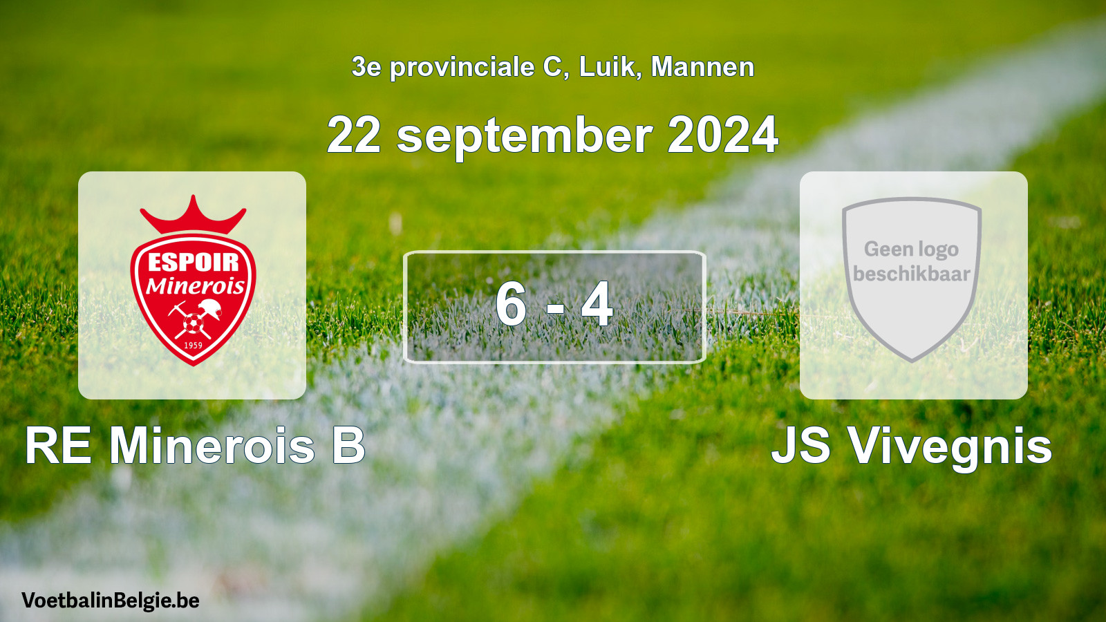 Gespeelde wedstrijd mannenvoetbal: RE Minerois B - JS Vivegnis 6 - 4 (22 september 2024)