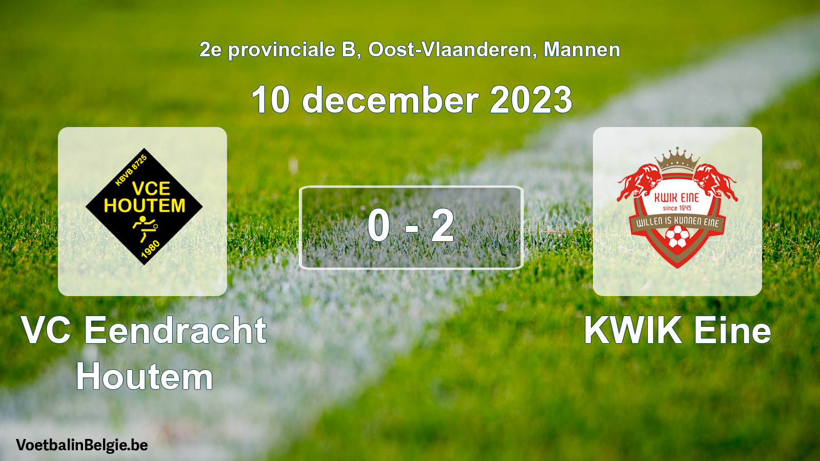 Gespeelde wedstrijd mannenvoetbal: VC Eendracht Houtem - KWIK Eine 0 - 2 (10 december 2023)