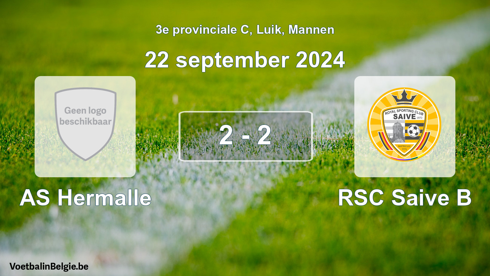 Gespeelde wedstrijd mannenvoetbal: AS Hermalle - RSC Saive B 2 - 2 (22 september 2024)