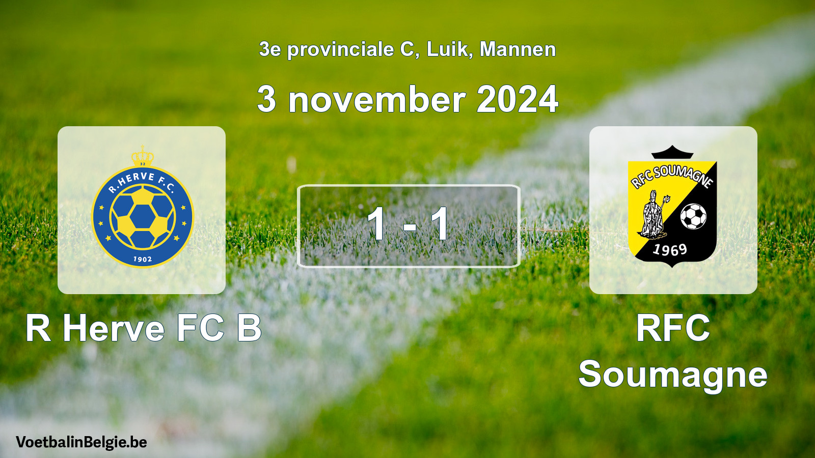 Match joué football hommes: R Herve FC B - RFC Soumagne 1 - 1 (3 novembre 2024)