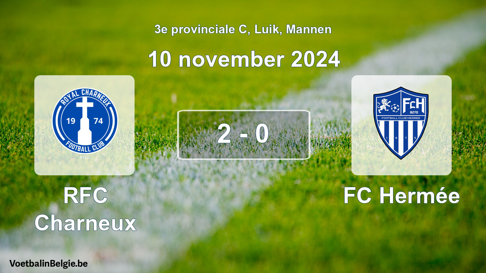 Match joué football hommes: RFC Charneux - FC Hermée 2 - 0 (10 novembre 2024)