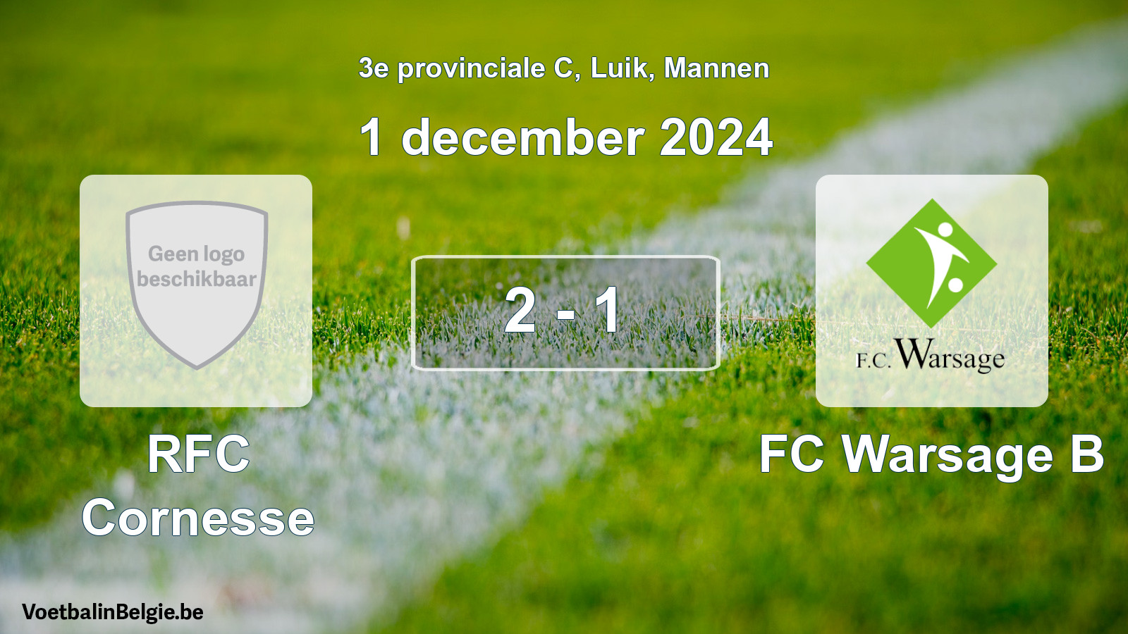 Gespeelde wedstrijd mannenvoetbal: RFC Cornesse - FC Warsage B 2 - 1 (1 december 2024)