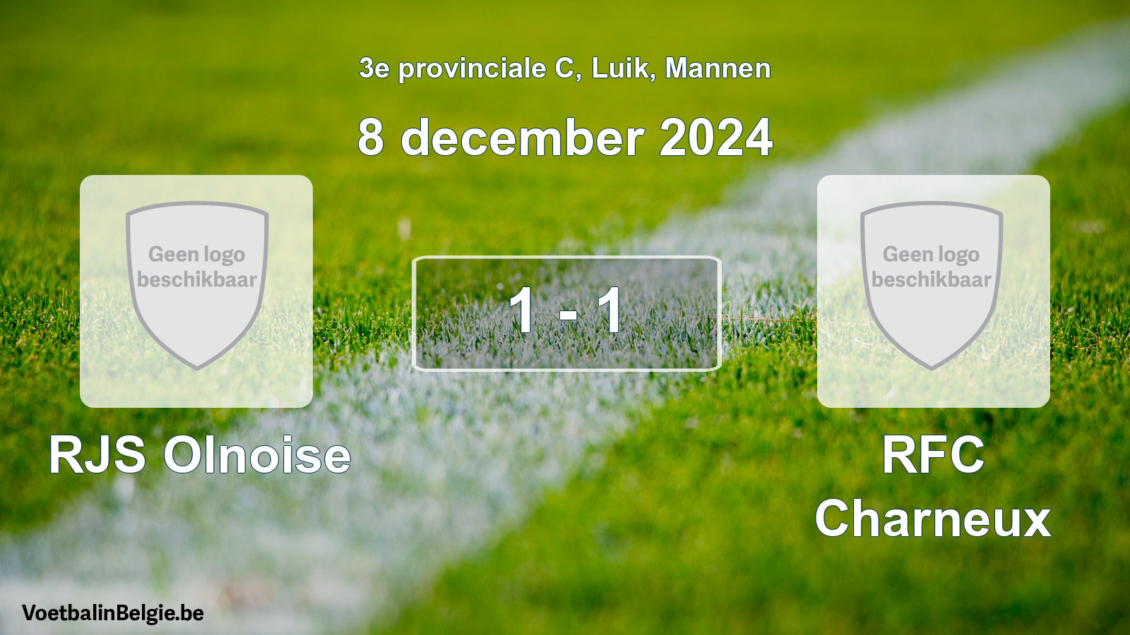 Gespeelde wedstrijd mannenvoetbal: RJS Olnoise - RFC Charneux 1 - 1 (8 december 2024)
