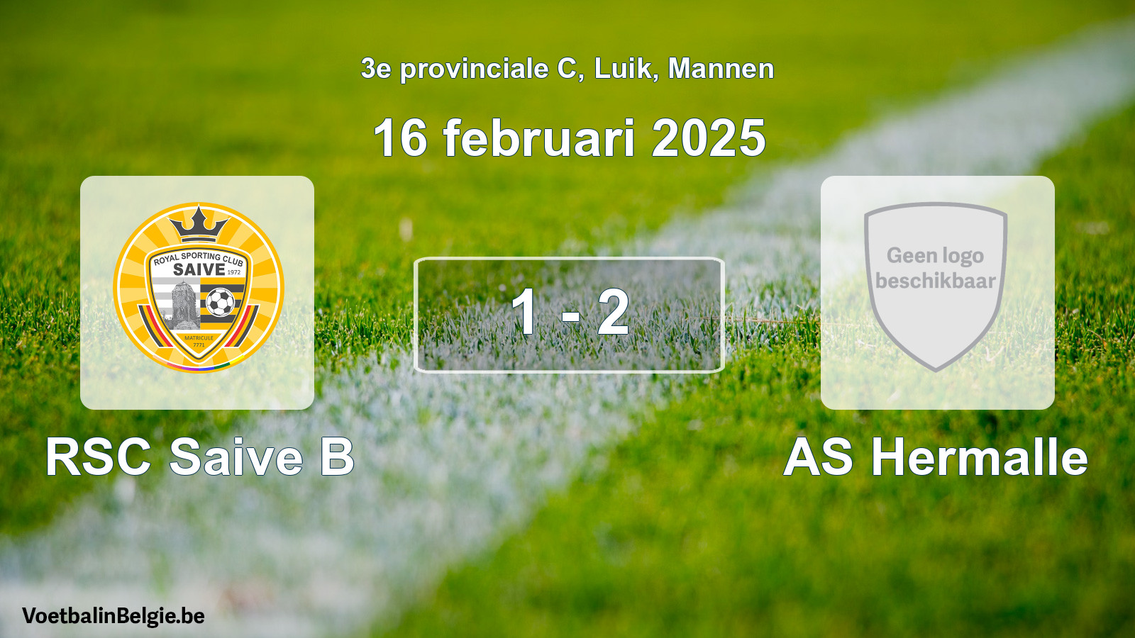 Gespeelde wedstrijd mannenvoetbal: RSC Saive B - AS Hermalle 1 - 2 (16 februari 2025)