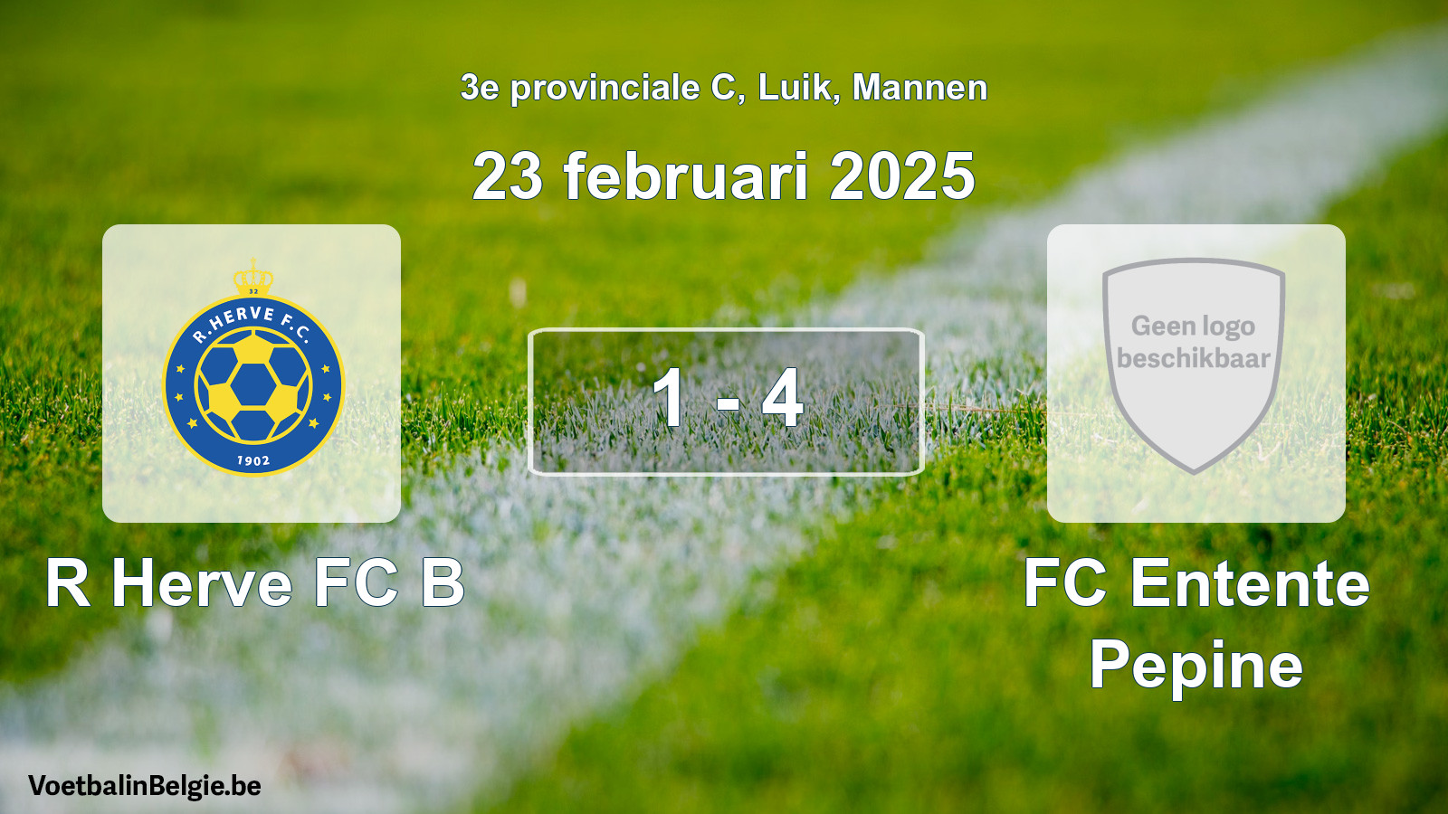 Gespeelde wedstrijd mannenvoetbal: R Herve FC B - FC Entente Pepine 1 - 4 (23 februari 2025)