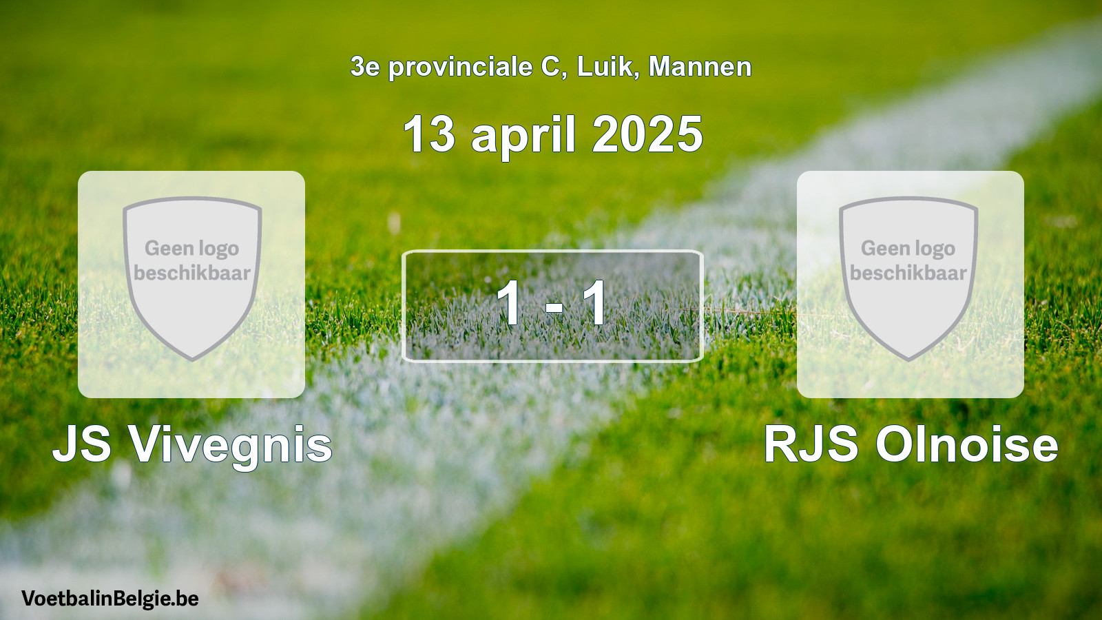 Gespeelde wedstrijd mannenvoetbal: JS Vivegnis - RJS Olnoise 1 - 1 (13 april 2025)