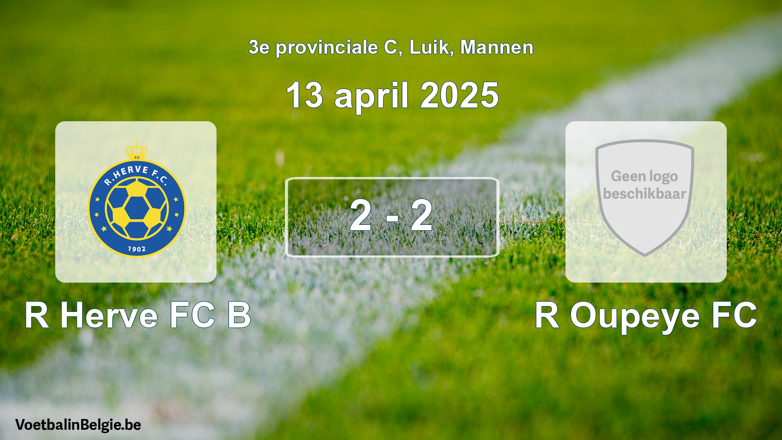Gespeelde wedstrijd mannenvoetbal: R Herve FC B - R Oupeye FC 2 - 2 (13 april 2025)