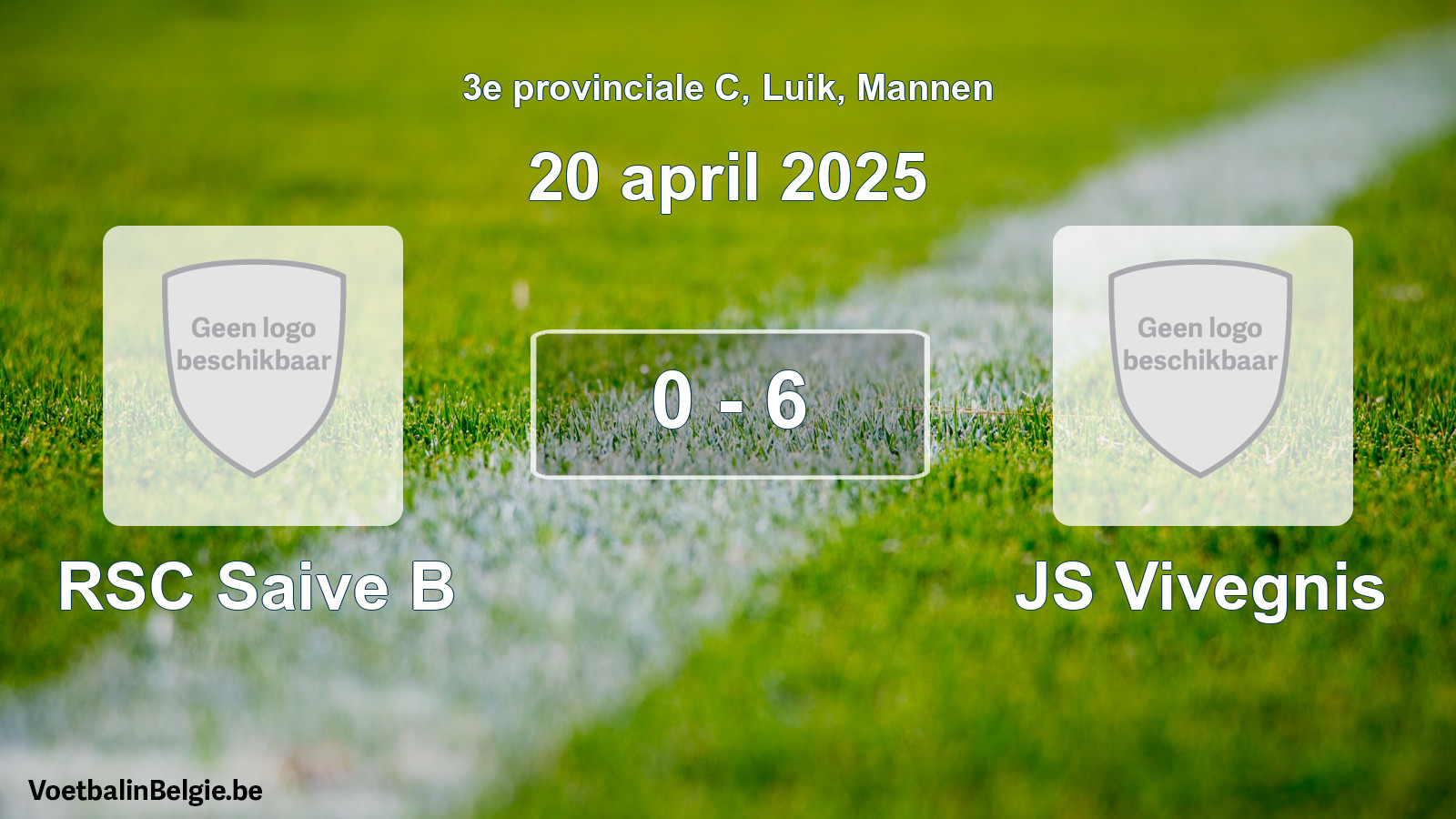 Gespeelde wedstrijd mannenvoetbal: RSC Saive B - JS Vivegnis 0 - 6 (20 april 2025)