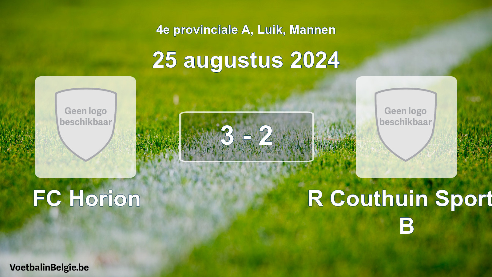 Gespeelde wedstrijd mannenvoetbal: FC Horion - R Couthuin Sports B 3 - 2 (25 augustus 2024)