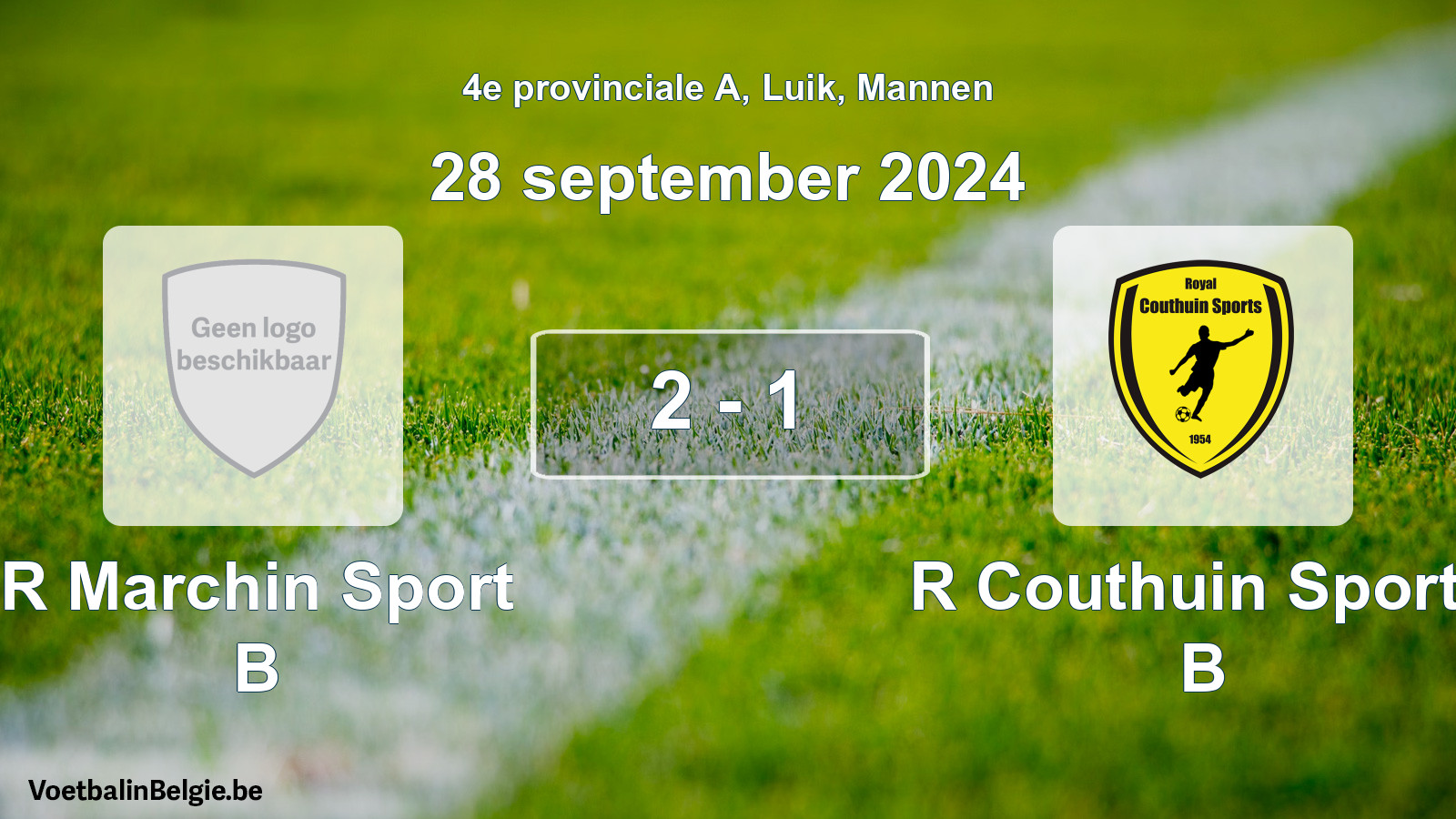 Gespeelde wedstrijd mannenvoetbal: R Marchin Sport B - R Couthuin Sports B 2 - 1 (28 september 2024)