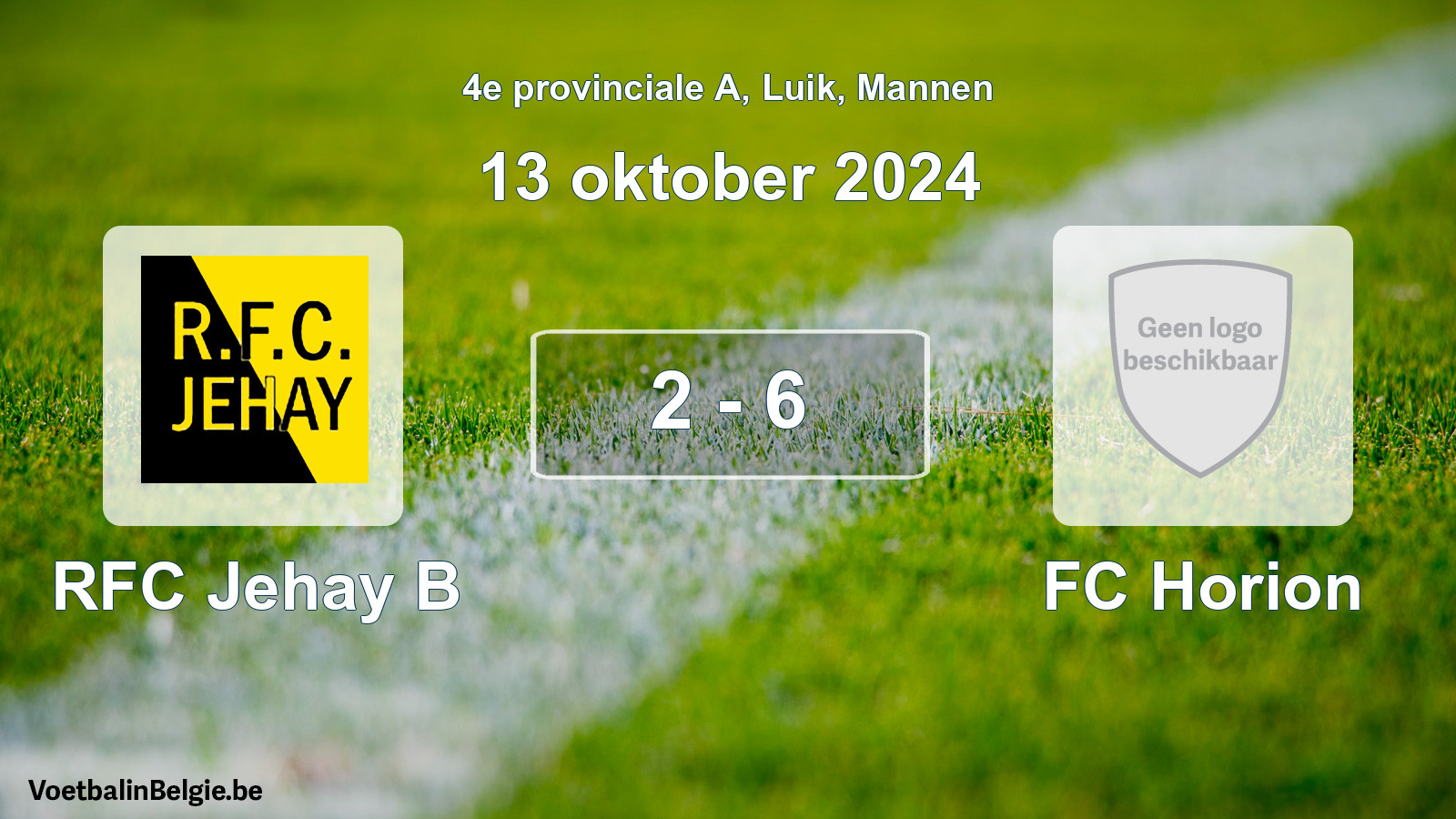 Gespeelde wedstrijd mannenvoetbal: RFC Jehay B - FC Horion 2 - 6 (13 oktober 2024)