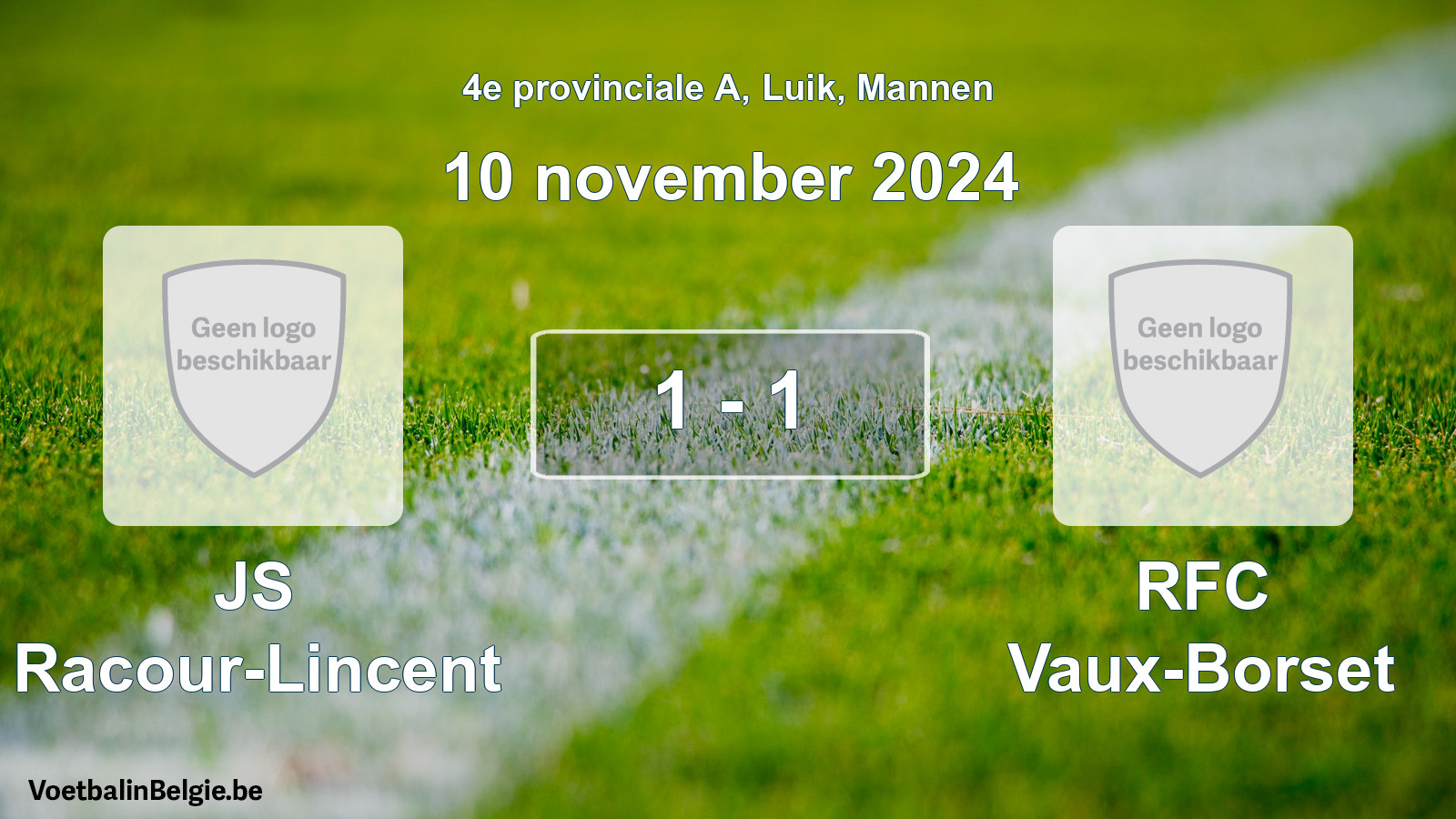Gespeelde wedstrijd mannenvoetbal: JS Racour-Lincent - RFC Vaux-Borset 1 - 1 (10 november 2024)