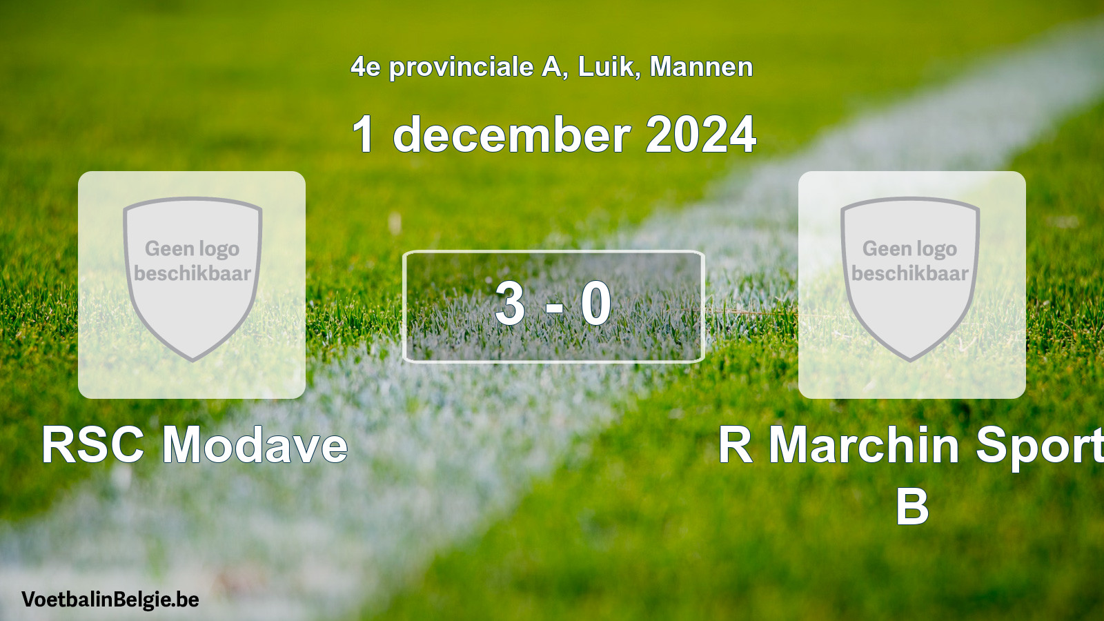 Gespeelde wedstrijd mannenvoetbal: RSC Modave - R Marchin Sport B 3 - 0 (1 december 2024)