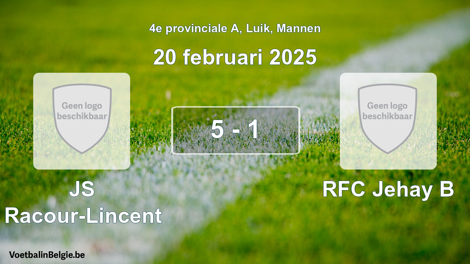 Gespeelde wedstrijd mannenvoetbal: JS Racour-Lincent - RFC Jehay B 5 - 1 (20 februari 2025)