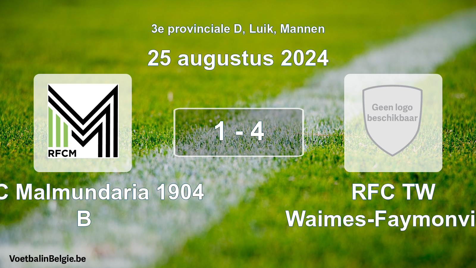 Gespeelde wedstrijd mannenvoetbal: RFC Malmundaria 1904 B - RFC TW Waimes-Faymonville 1 - 4 (25 augustus 2024)