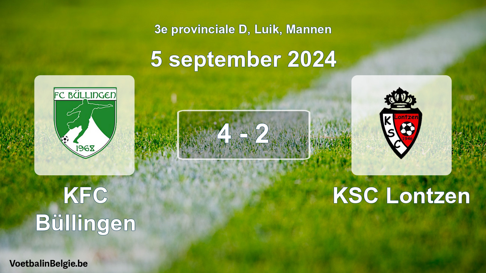 Played match men football: KFC Büllingen - KSC Lontzen 4 - 2 (5 September 2024)