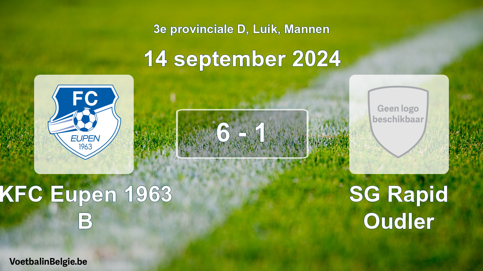 Gespeelde wedstrijd mannenvoetbal: KFC Eupen 1963 B - SG Rapid Oudler 6 - 1 (14 september 2024)