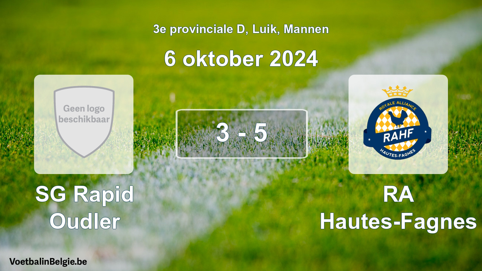 Gespeelde wedstrijd mannenvoetbal: SG Rapid Oudler - RA Hautes-Fagnes 3 - 5 (6 oktober 2024)