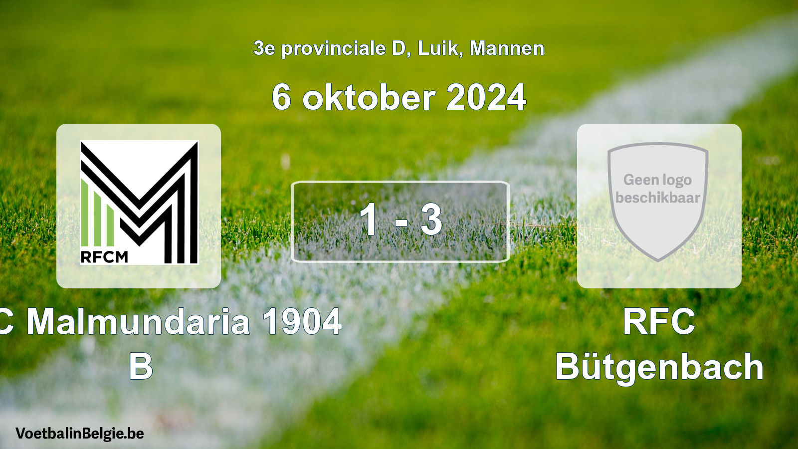 Gespeelde wedstrijd mannenvoetbal: RFC Malmundaria 1904 B - RFC Bütgenbach 1 - 3 (6 oktober 2024)