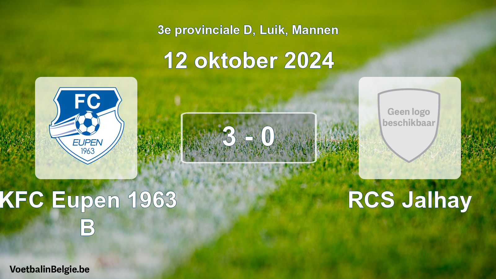 Gespeelde wedstrijd mannenvoetbal: KFC Eupen 1963 B - RCS Jalhay 3 - 0 (12 oktober 2024)