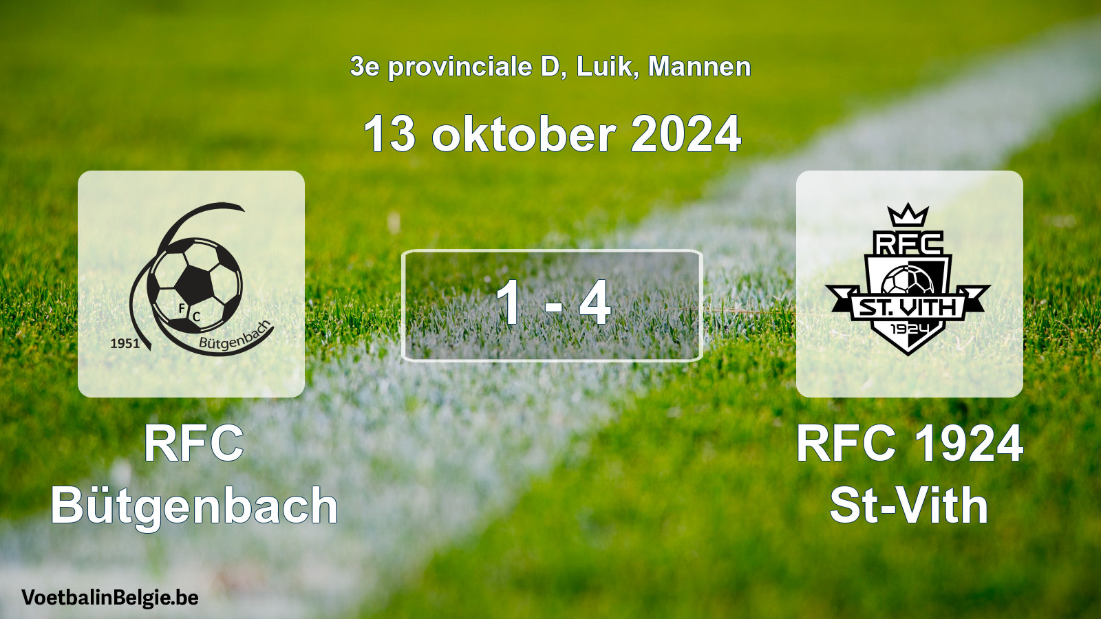 Played match men football: RFC Bütgenbach - RFC 1924 St-Vith 1 - 4 (13 October 2024)