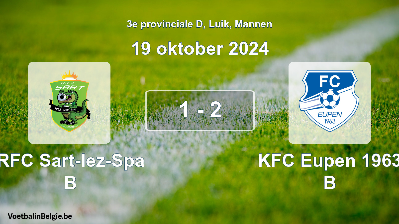 Gespeelde wedstrijd mannenvoetbal: RFC Sart-lez-Spa B - KFC Eupen 1963 B 1 - 2 (19 oktober 2024)