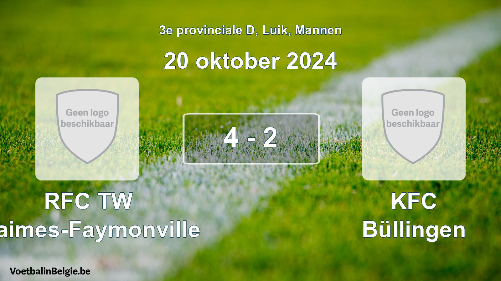 Gespeelde wedstrijd mannenvoetbal: RFC TW Waimes-Faymonville - KFC Büllingen 4 - 2 (20 oktober 2024)