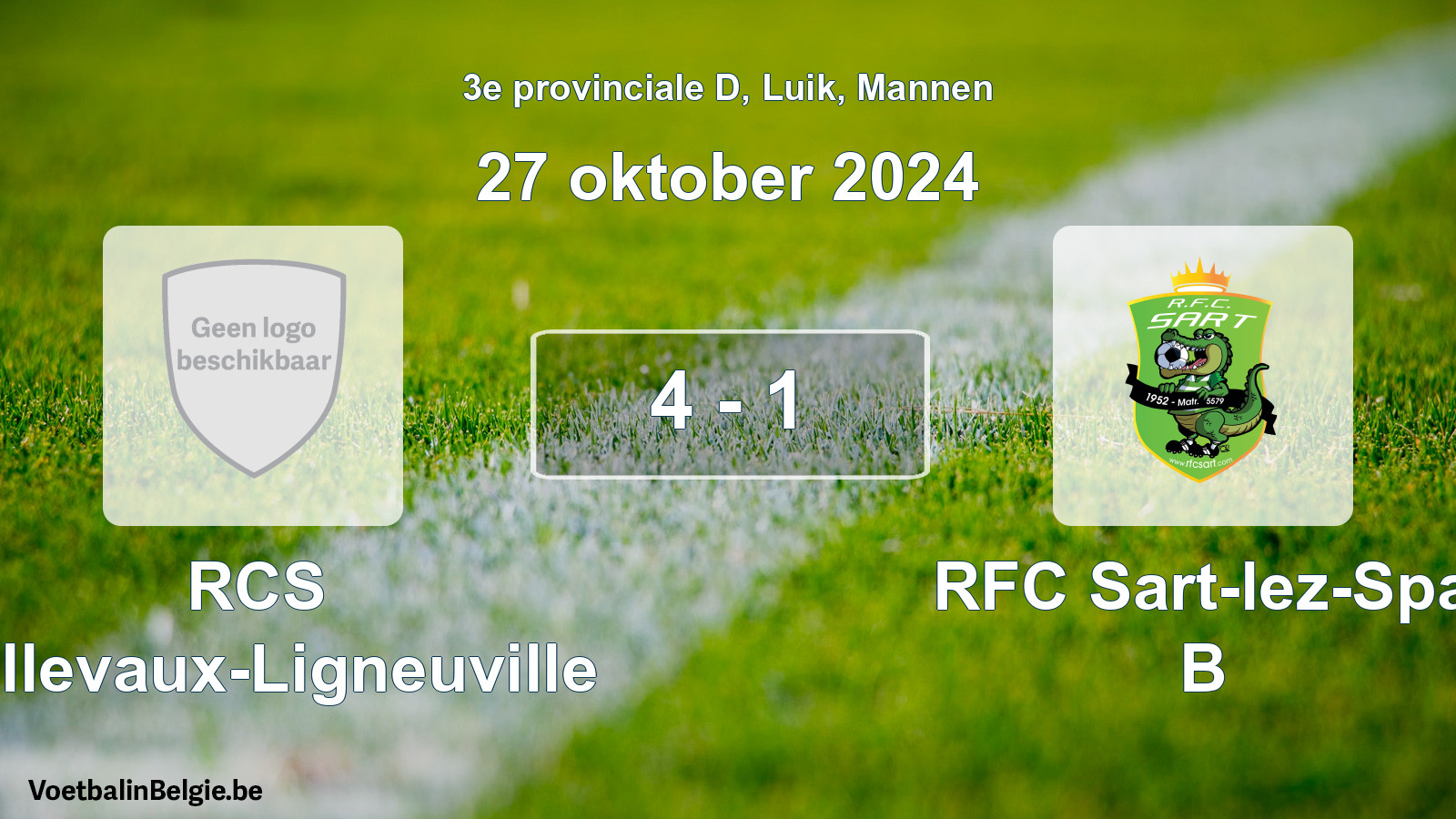 Gespeelde wedstrijd mannenvoetbal: RCS Bellevaux-Ligneuville - RFC Sart-lez-Spa B 4 - 1 (27 oktober 2024)