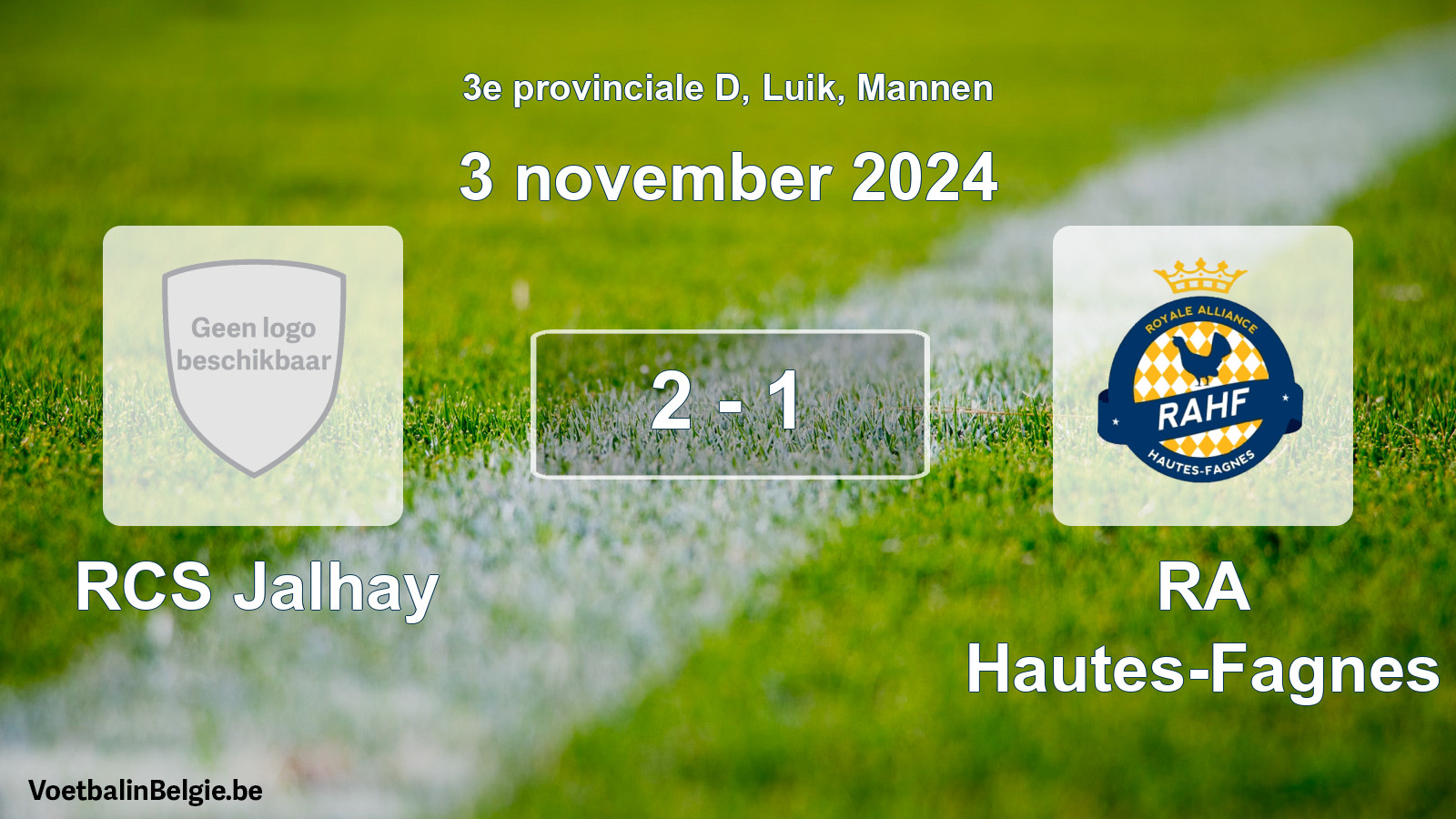 Gespeelde wedstrijd mannenvoetbal: RCS Jalhay - RA Hautes-Fagnes 2 - 1 (3 november 2024)