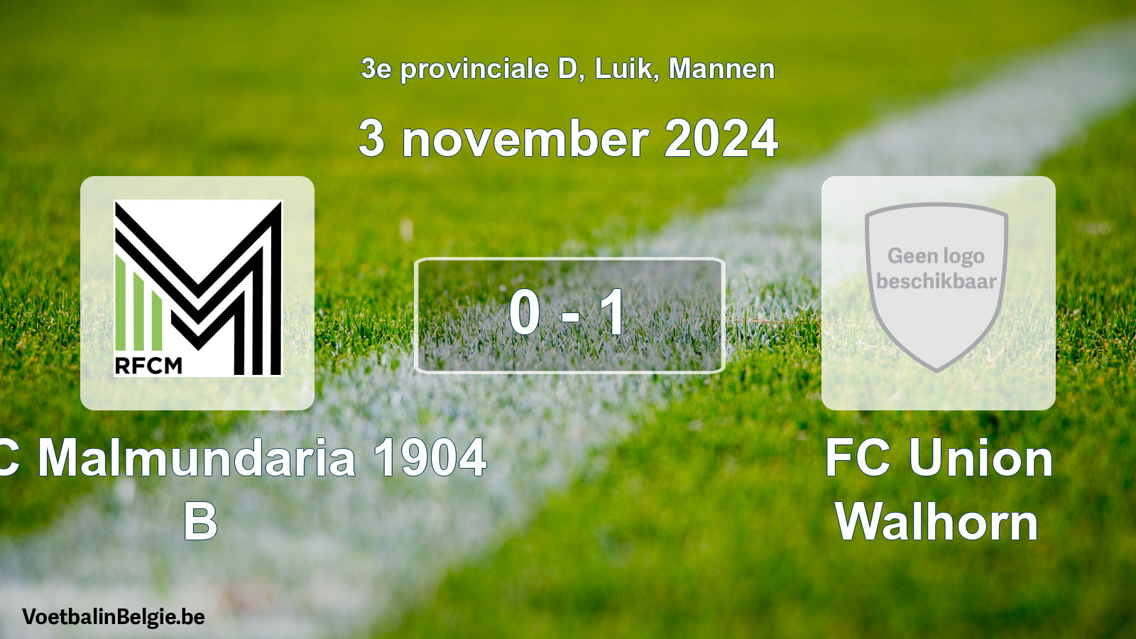 Gespeelde wedstrijd mannenvoetbal: RFC Malmundaria 1904 B - FC Union Walhorn 0 - 1 (3 november 2024)