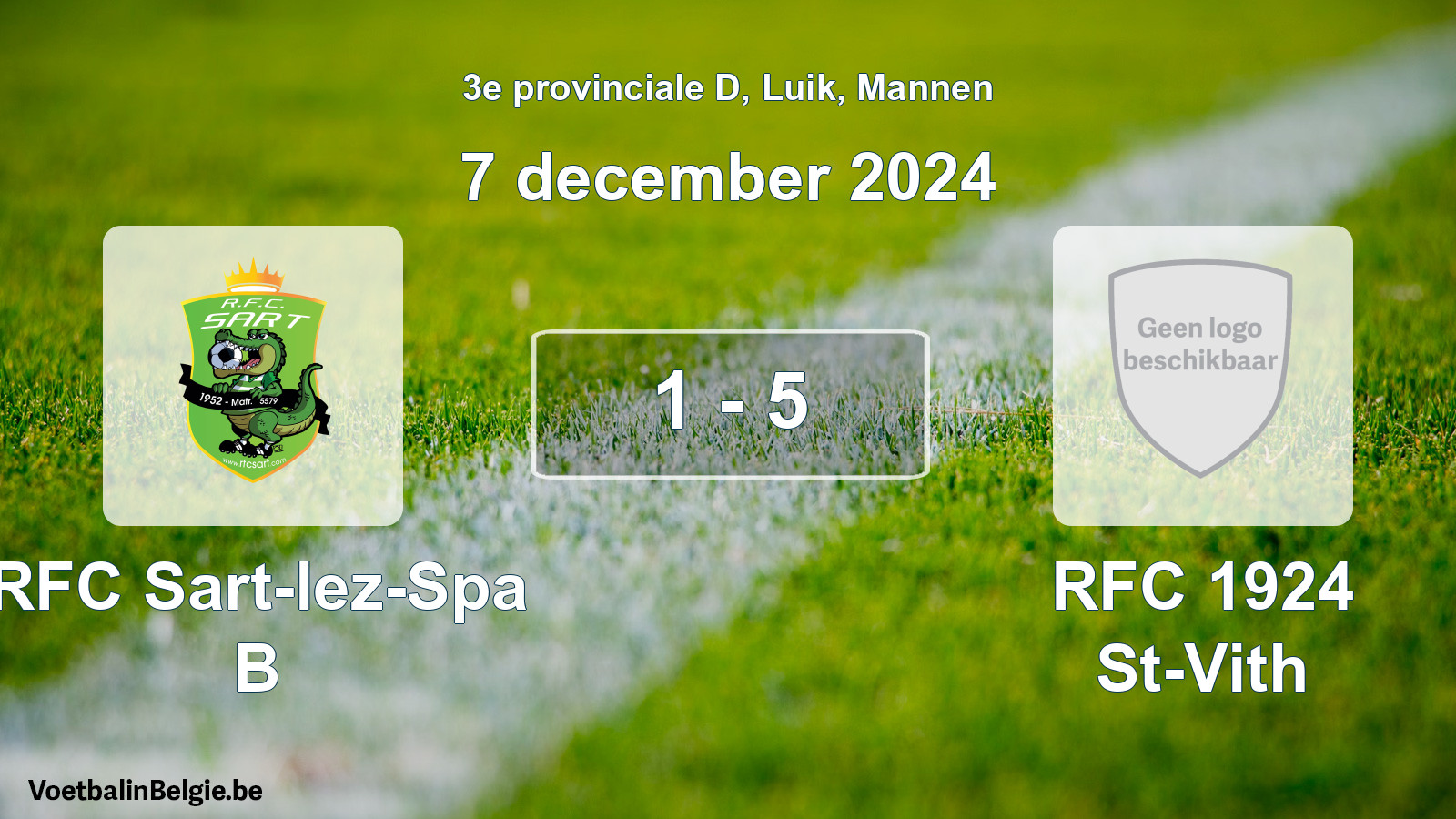 Gespeelde wedstrijd mannenvoetbal: RFC Sart-lez-Spa B - RFC 1924 St-Vith 1 - 5 (7 december 2024)