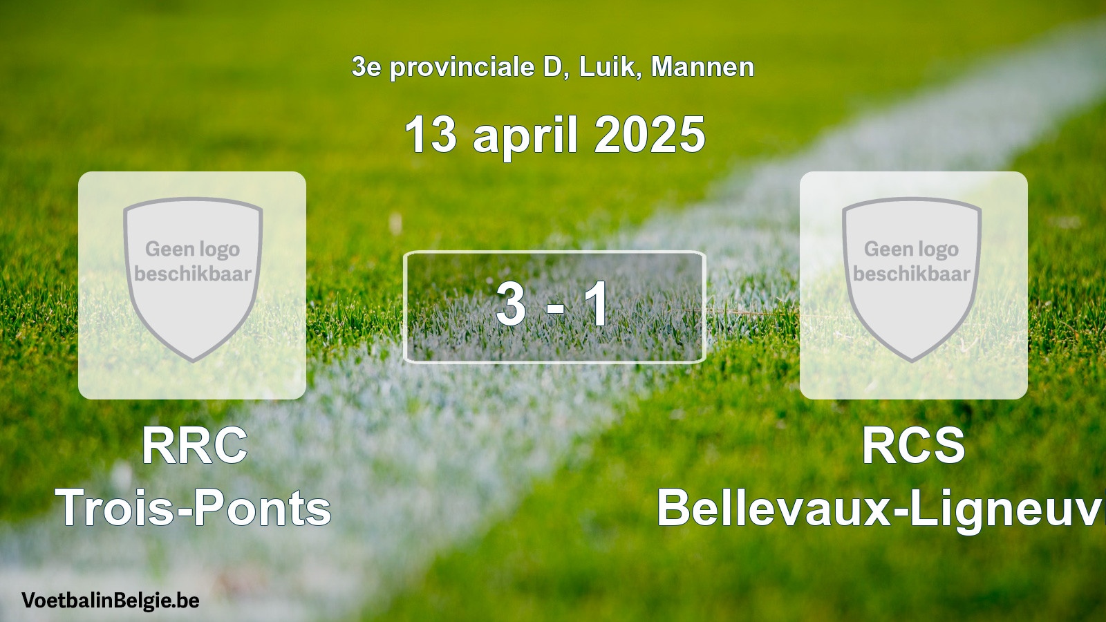 Gespeelde wedstrijd mannenvoetbal: RRC Trois-Ponts - RCS Bellevaux-Ligneuville 3 - 1 (13 april 2025)