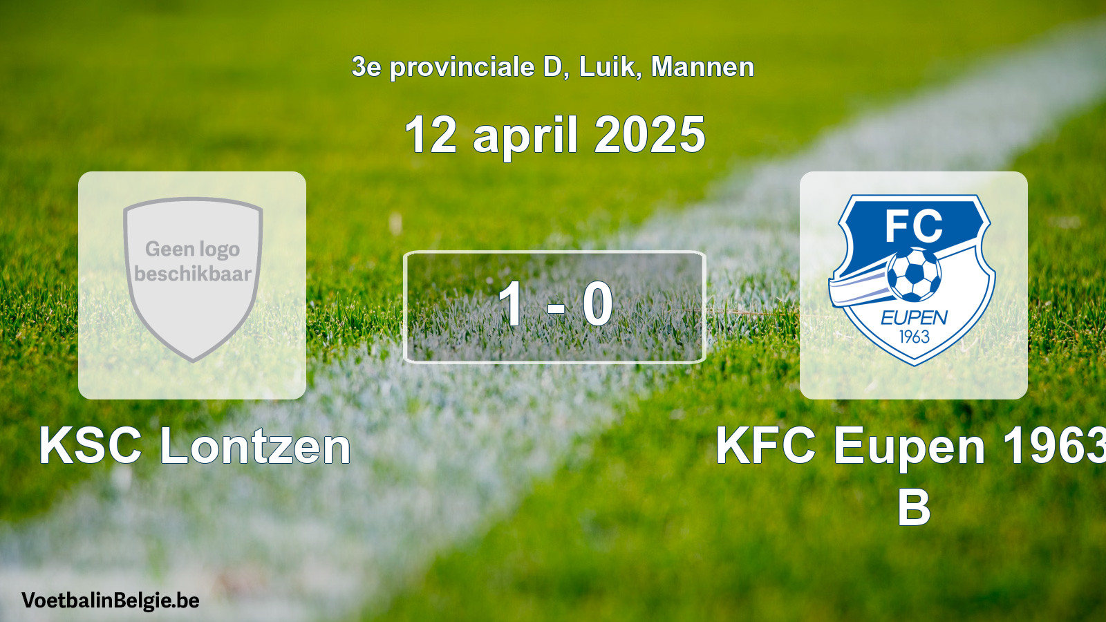Gespeelde wedstrijd mannenvoetbal: KSC Lontzen - KFC Eupen 1963 B 1 - 0 (12 april 2025)