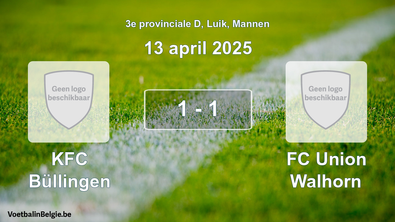 Gespeelde wedstrijd mannenvoetbal: KFC Büllingen - FC Union Walhorn 1 - 1 (13 april 2025)