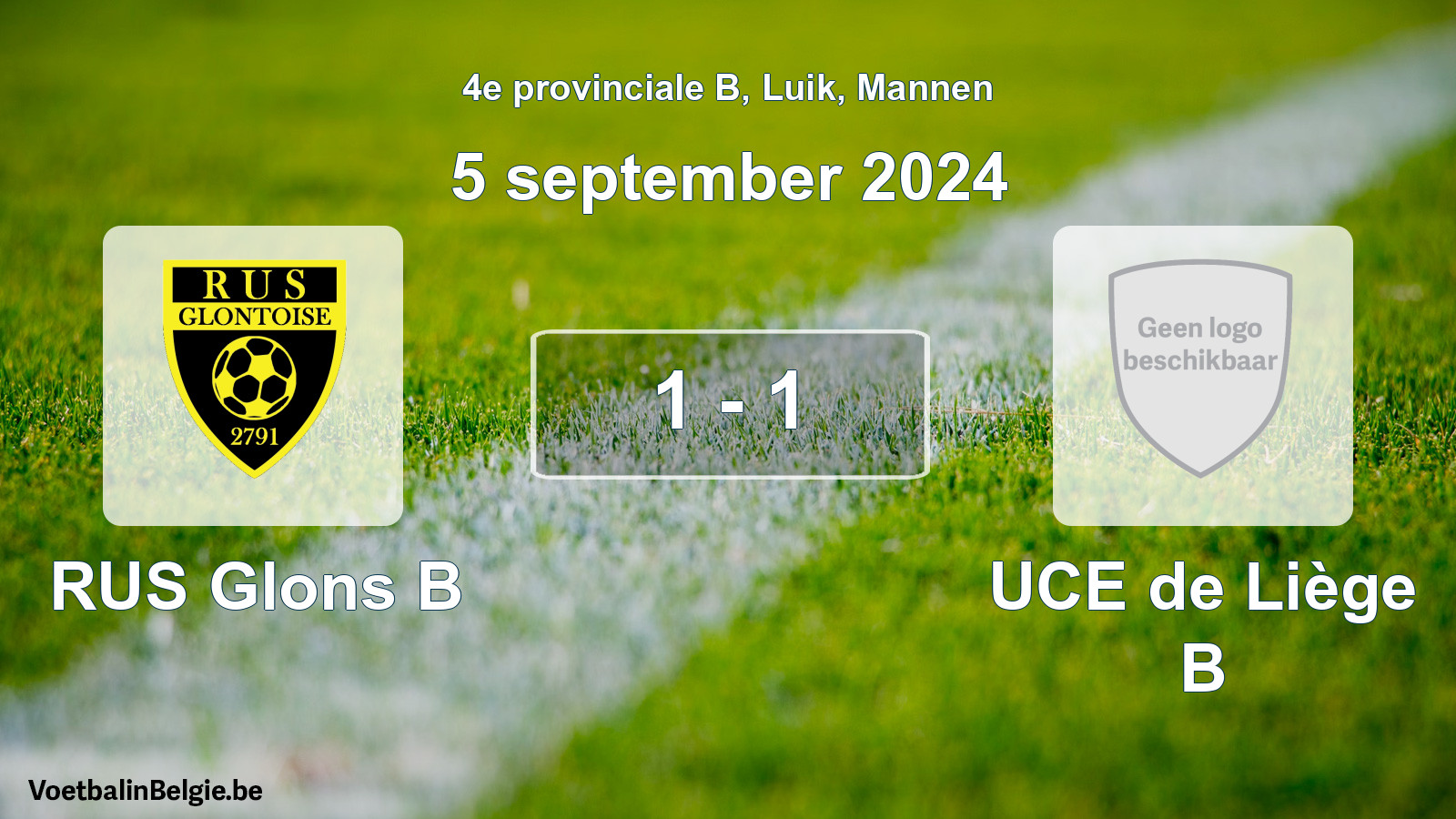 Gespeelde wedstrijd mannenvoetbal: RUS Glons B - UCE de Liège B 1 - 1 (5 september 2024)