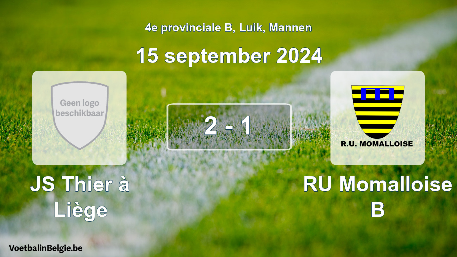 Gespeelde wedstrijd mannenvoetbal: JS Thier à Liège - RU Momalloise B 2 - 1 (15 september 2024)