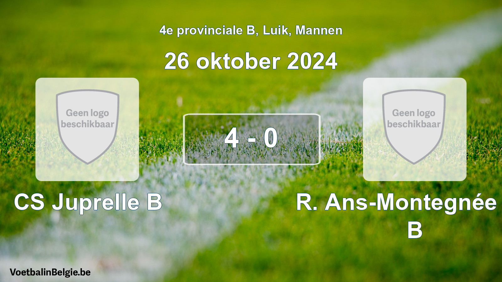 Gespeelde wedstrijd mannenvoetbal: CS Juprelle B - R. Ans-Montegnée FC B 4 - 0 (26 oktober 2024)