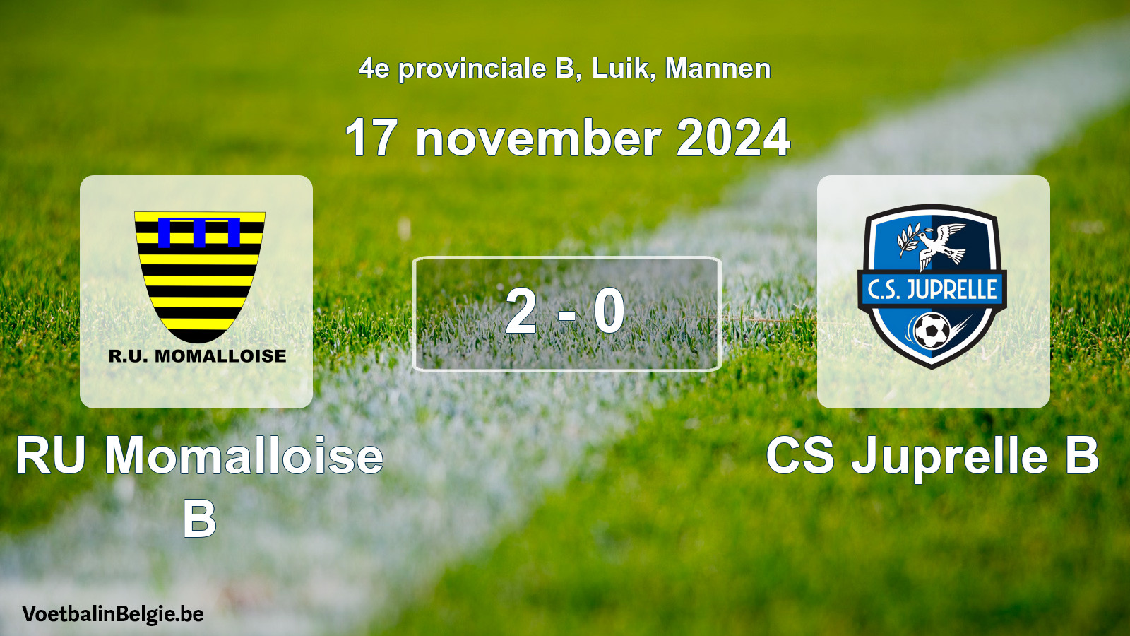 Match joué football hommes: RU Momalloise B - CS Juprelle B 2 - 0 (17 novembre 2024)