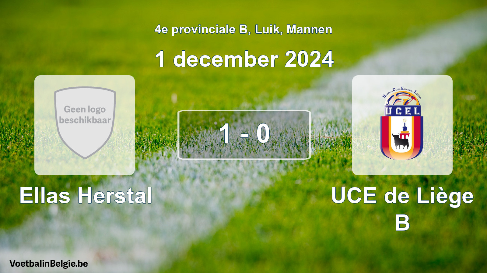 Gespeelde wedstrijd mannenvoetbal: Ellas Herstal - UCE de Liège B 1 - 0 (1 december 2024)