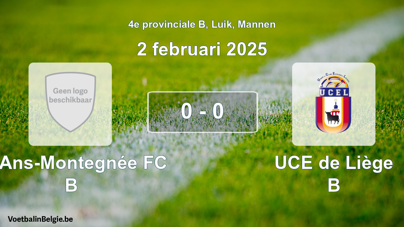 Gespeelde wedstrijd mannenvoetbal: R. Ans-Montegnée FC B - UCE de Liège B 0 - 0 (2 februari 2025)