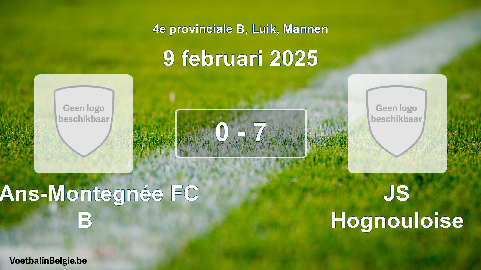 Gespeelde wedstrijd mannenvoetbal: R. Ans-Montegnée FC B - JS Hognouloise 0 - 7 (9 februari 2025)