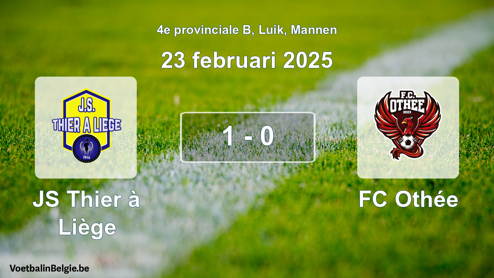 Match joué football hommes: JS Thier à Liège - FC Othée 1 - 0 (23 février 2025)