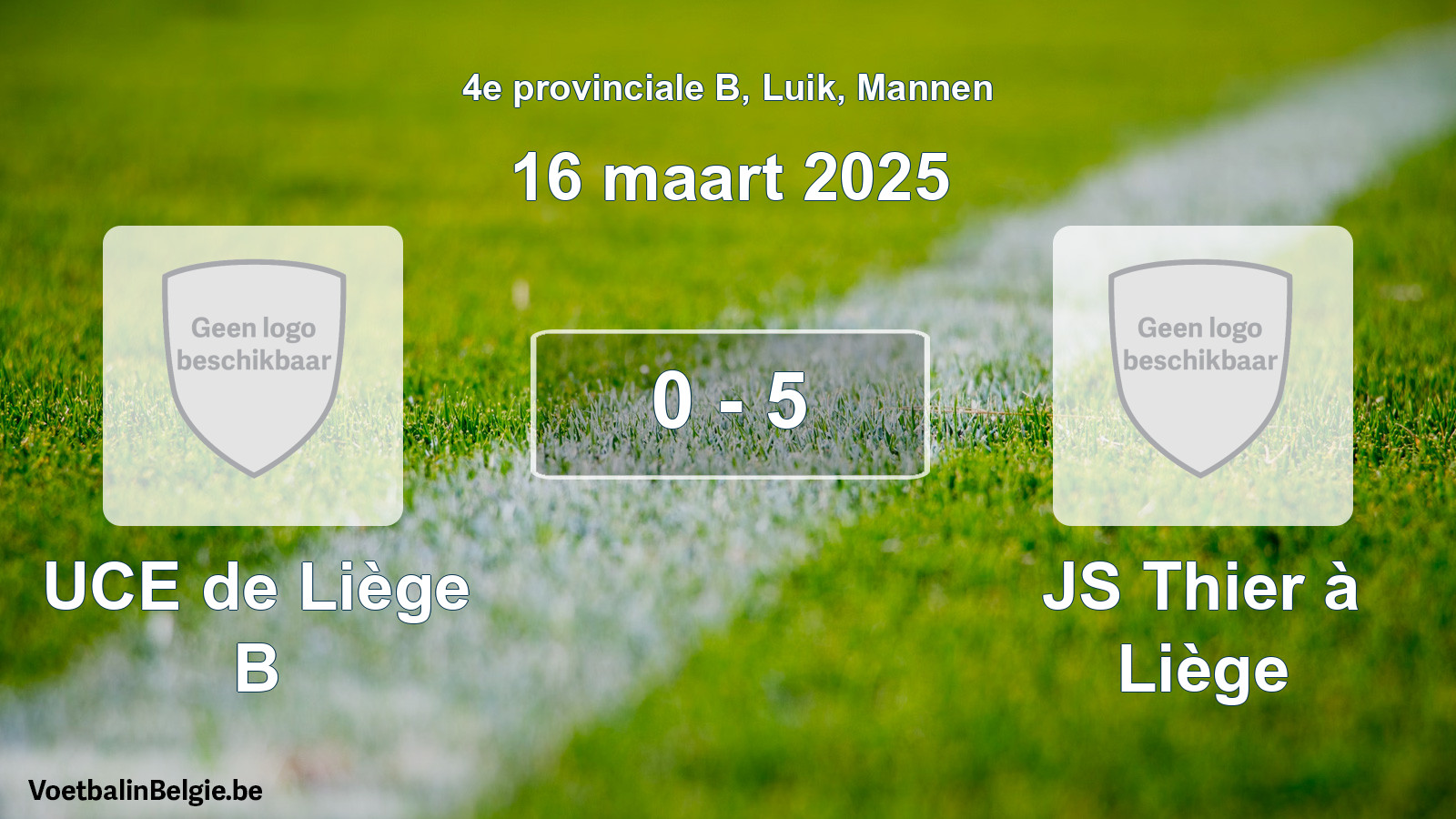 Gespeelde wedstrijd mannenvoetbal: UCE de Liège B - JS Thier à Liège 0 - 5 (16 maart 2025)