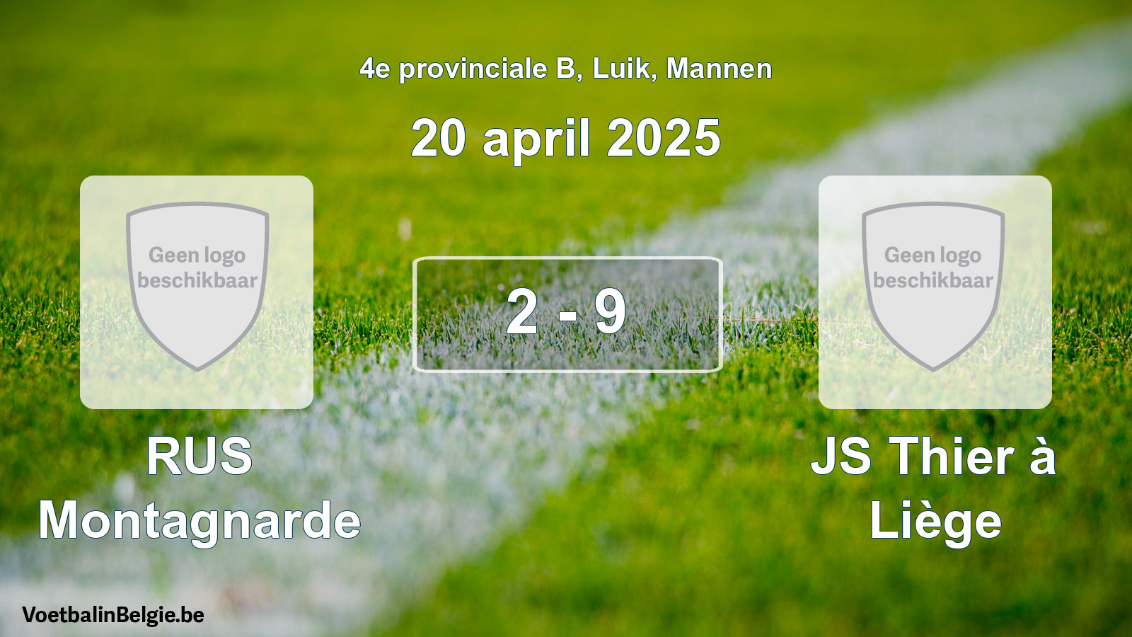 Gespeelde wedstrijd mannenvoetbal: RUS Montagnarde - JS Thier à Liège 2 - 9 (20 april 2025)