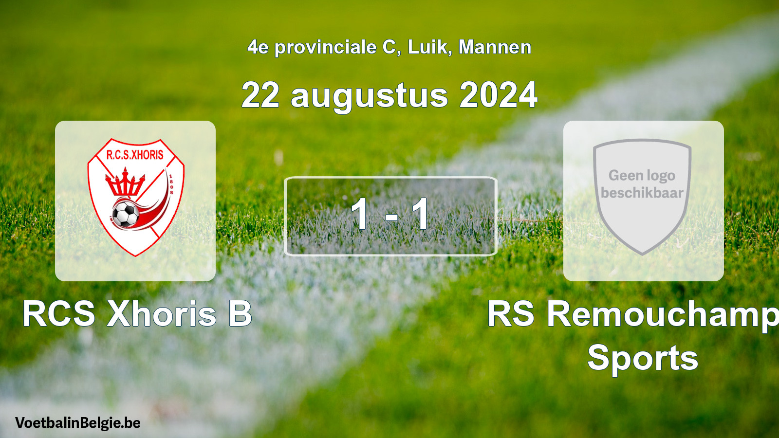 Gespeelde wedstrijd mannenvoetbal: RCS Xhoris B - RS Remouchamps Sports 1 - 1 (22 augustus 2024)