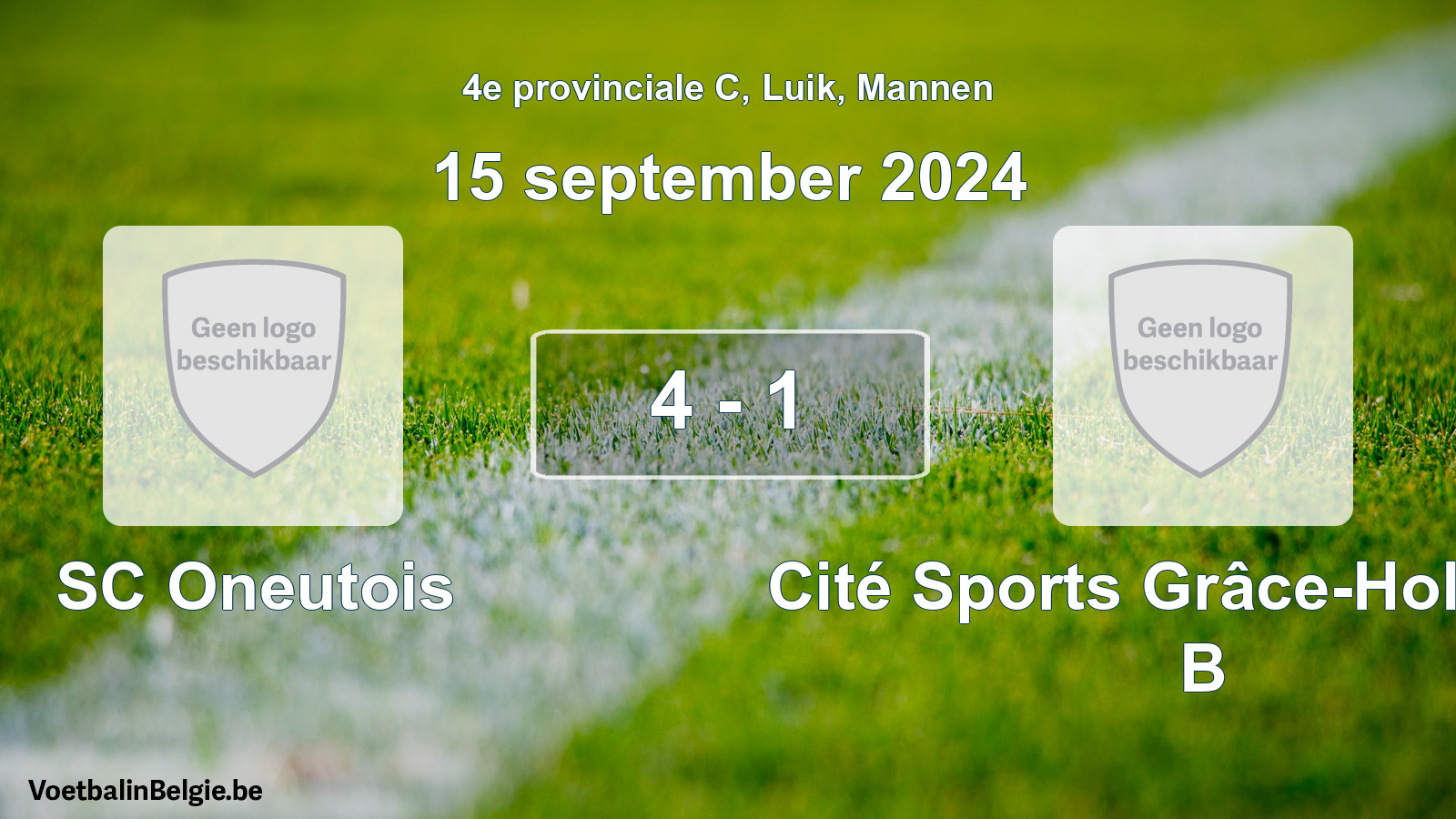Gespeelde wedstrijd mannenvoetbal: SC Oneutois - Cité Sports Grâce-Hollogne B 4 - 1 (15 september 2024)