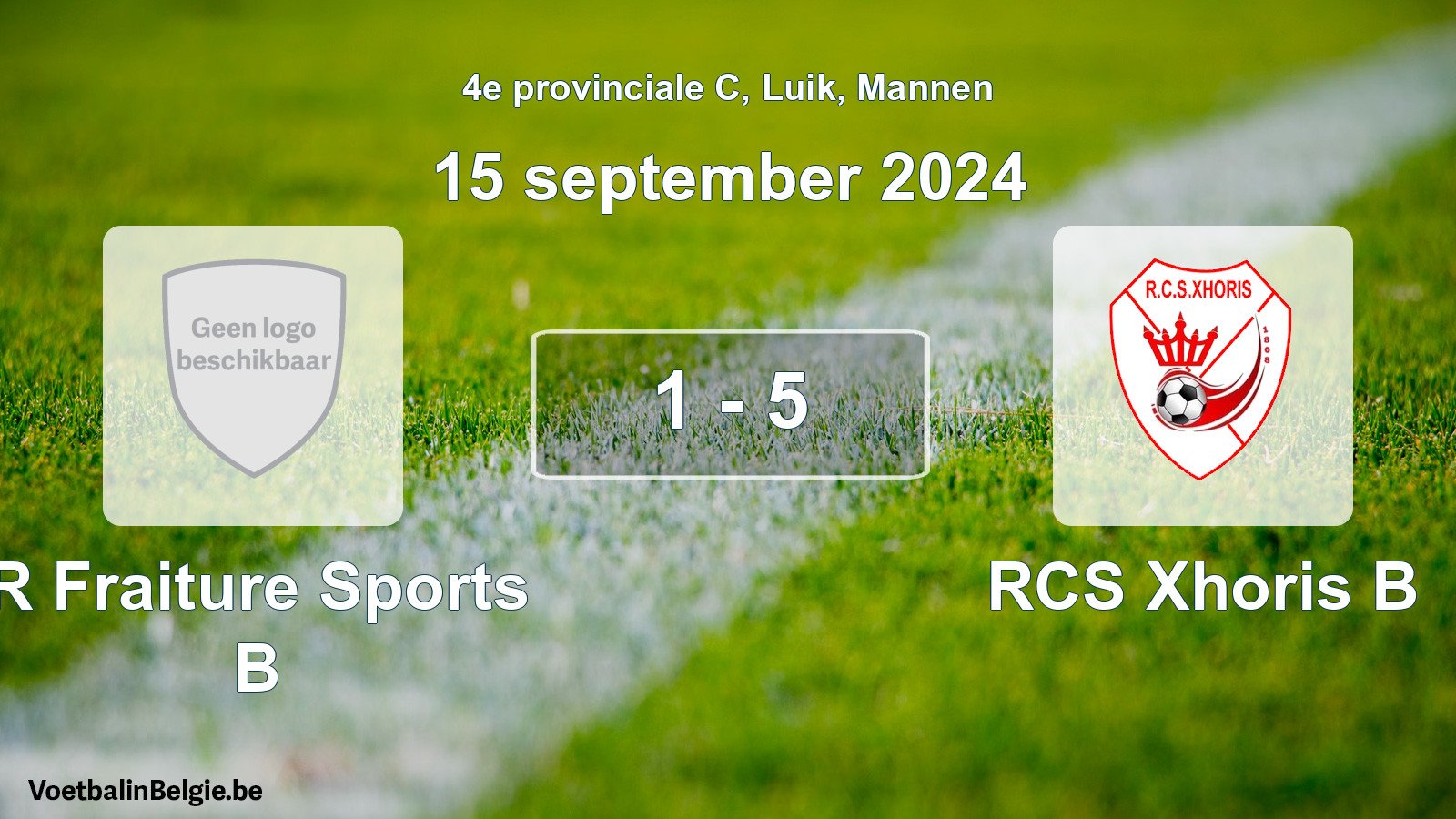 Gespeelde wedstrijd mannenvoetbal: R Fraiture Sports B - RCS Xhoris B 1 - 5 (15 september 2024)